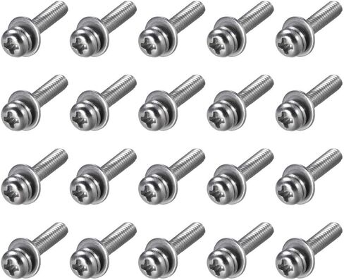 uxcell M2.5 x 12mm Stainless Steel Phillips Pan Head Machine Screws Bolts Combine with Spring Washer and Plain Washers 20pcs in Saudi Arabia