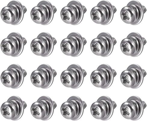 uxcell M2.5 x 12mm Stainless Steel Phillips Pan Head Machine Screws Bolts Combine with Spring Washer and Plain Washers 20pcs in Saudi Arabia