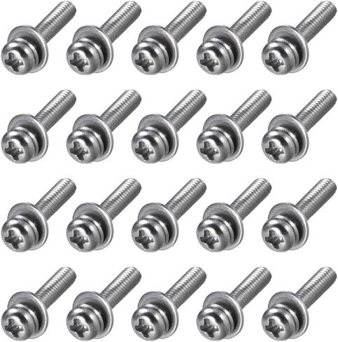 uxcell M2.5 x 12mm Stainless Steel Phillips Pan Head Machine Screws Bolts Combine with Spring Washer and Plain Washers 20pcs in Saudi Arabia