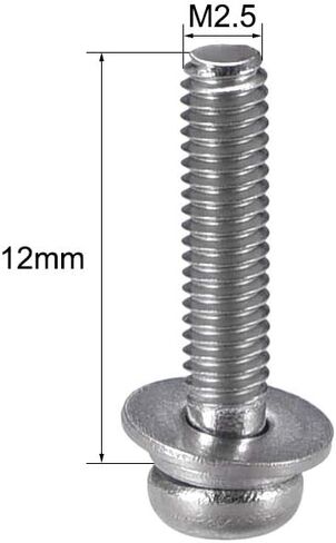 uxcell M2.5 x 12mm Stainless Steel Phillips Pan Head Machine Screws Bolts Combine with Spring Washer and Plain Washers 20pcs in Saudi Arabia