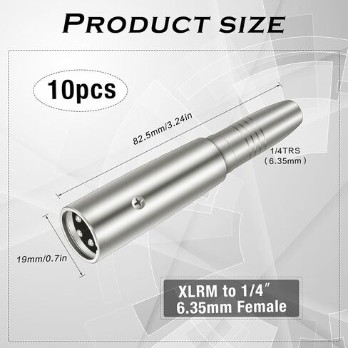 10 قطع Xlr 3 دبوس ذكر إلى 1/4 بوصة 6.35 ملم أنثى جاك المقبس محول الصوت Xlr إلى 1/4 Xlr محول كابل ميكروفون Xlr كابل ميكروفون 1/4 بوصة كابل Xlr إلى Xlr Mic كابلات للإلكترونية in Kuwait