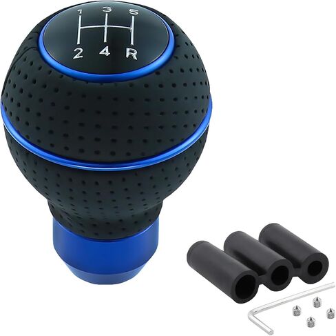 Leather 5 Speed Shift Knob Gear Stick Shifter Handle Transmissions Fit Most Manual Cars Truck SUV Vehicle (Black Suture) in Kuwait