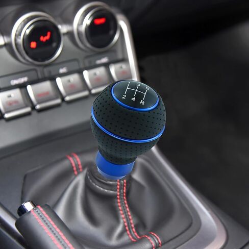 Leather 5 Speed Shift Knob Gear Stick Shifter Handle Transmissions Fit Most Manual Cars Truck SUV Vehicle (Black Suture) in Kuwait