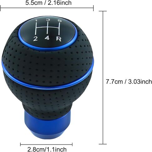 Leather 5 Speed Shift Knob Gear Stick Shifter Handle Transmissions Fit Most Manual Cars Truck SUV Vehicle (Black Suture) in Kuwait