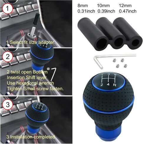 Leather 5 Speed Shift Knob Gear Stick Shifter Handle Transmissions Fit Most Manual Cars Truck SUV Vehicle (Black Suture) in Kuwait