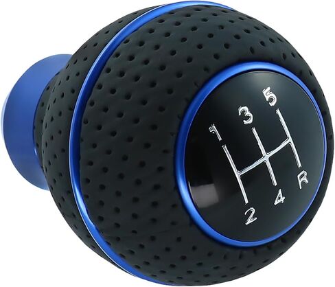 Leather 5 Speed Shift Knob Gear Stick Shifter Handle Transmissions Fit Most Manual Cars Truck SUV Vehicle (Black Suture) in Kuwait