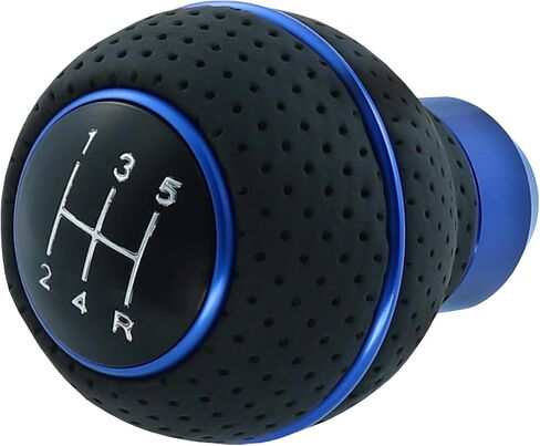 Leather 5 Speed Shift Knob Gear Stick Shifter Handle Transmissions Fit Most Manual Cars Truck SUV Vehicle (Black Suture) in Kuwait