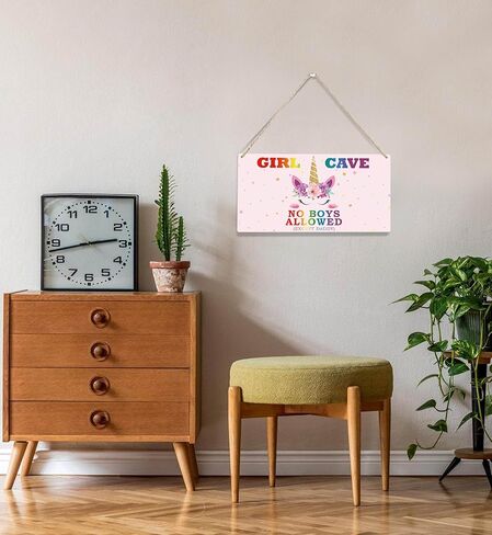 فتاة كهف علامة، يونيكورن جدار ديكور خشبي شنقا علامة الديكور، ديكور غرفة نوم، ديكور غرفة الفتيات، هدايا حفلة عيد ميلاد، جدار ديكور المنزل، غرفة نوم جدار الفن ملهمة للفتيات-3 in Kuwait