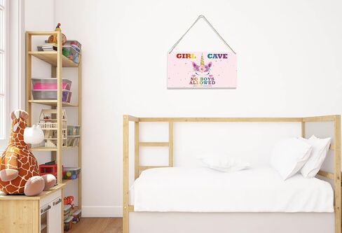 فتاة كهف علامة، يونيكورن جدار ديكور خشبي شنقا علامة الديكور، ديكور غرفة نوم، ديكور غرفة الفتيات، هدايا حفلة عيد ميلاد، جدار ديكور المنزل، غرفة نوم جدار الفن ملهمة للفتيات-3 in Kuwait
