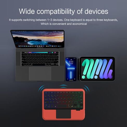 حافظة iPad Mini من الجيل السادس مع حافظة واقية قابلة للفصل للوحة المفاتيح مع لوحة مفاتيح بإضاءة خلفية RGB ولوحة تتبع متعددة اللمس وحامل أقلام ومسند عمودي لجهاز iPad Mini 6 (8.3 بوصة، 2021) (برتقالي) in Kuwait