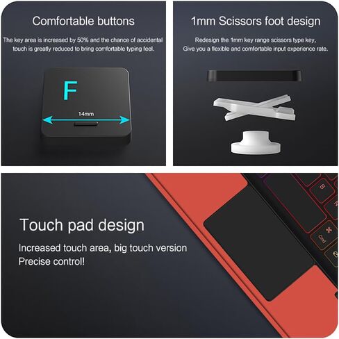 حافظة iPad Mini من الجيل السادس مع حافظة واقية قابلة للفصل للوحة المفاتيح مع لوحة مفاتيح بإضاءة خلفية RGB ولوحة تتبع متعددة اللمس وحامل أقلام ومسند عمودي لجهاز iPad Mini 6 (8.3 بوصة، 2021) (برتقالي) in Kuwait