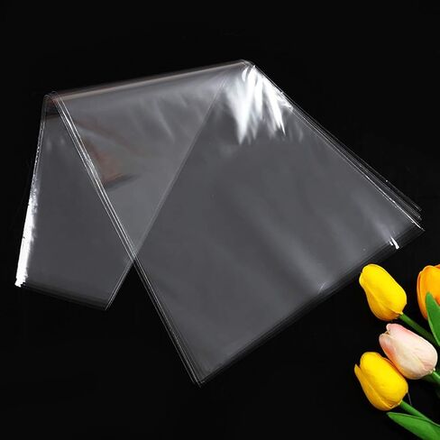 ccHuDE 200 Pcs Clear Plastic Flower Bouquet Bag Sleeve Transparent Cellophane Bags Rose Packaging Bags for Valentine's Day in Saudi Arabia