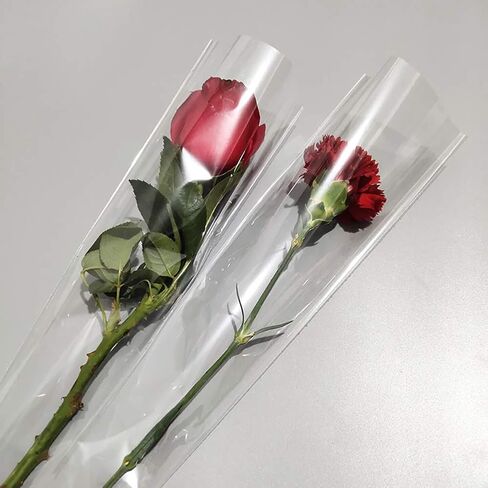 ccHuDE 200 Pcs Clear Plastic Flower Bouquet Bag Sleeve Transparent Cellophane Bags Rose Packaging Bags for Valentine's Day in Saudi Arabia