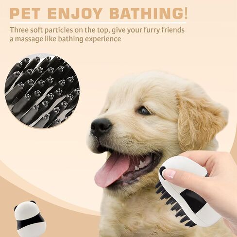 Cute Pet Bath Brush,Soft Pet hair Brush Dog Scrubber for Bath and Shedding Pets Soft Silicone Hair Products Bathing Supplies, Soothing Massage Rubber Comb, Suitable for Dogs and Cats（Panda） in Saudi Arabia