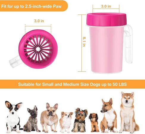 Dog Paw Cleaner with Handle - KENOBEE Kids Friendly Portable Dog Foot Cleaning Brush Cup Washer for Small Medium Dogs (Up to 50 LBS), Blue in Saudi Arabia