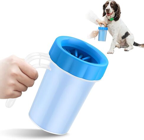 Dog Paw Cleaner with Handle - KENOBEE Kids Friendly Portable Dog Foot Cleaning Brush Cup Washer for Small Medium Dogs (Up to 50 LBS), Blue in Saudi Arabia