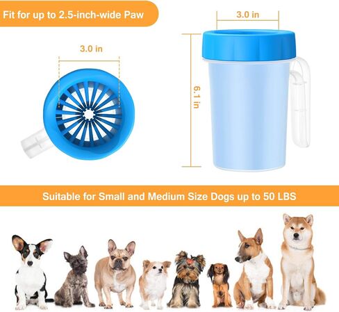 Dog Paw Cleaner with Handle - KENOBEE Kids Friendly Portable Dog Foot Cleaning Brush Cup Washer for Small Medium Dogs (Up to 50 LBS), Blue in Saudi Arabia