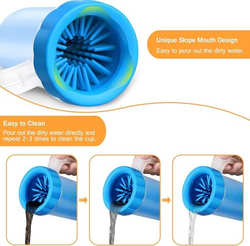 Dog Paw Cleaner with Handle - KENOBEE Kids Friendly Portable Dog Foot Cleaning Brush Cup Washer for Small Medium Dogs (Up to 50 LBS), Blue in Saudi Arabia