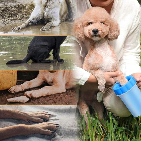 Dog Paw Cleaner with Handle - KENOBEE Kids Friendly Portable Dog Foot Cleaning Brush Cup Washer for Small Medium Dogs (Up to 50 LBS), Blue in Saudi Arabia