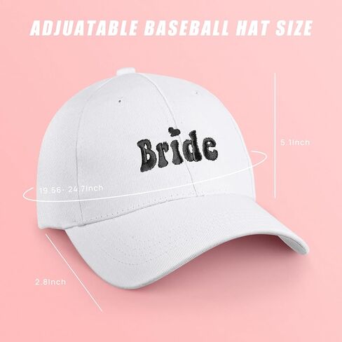 Bride Hat - Bride Accessories Gifts for Bachelorette Party, Bride to be Decorations White Adjustable Baseball Cap with Black Embroidery in Kuwait
