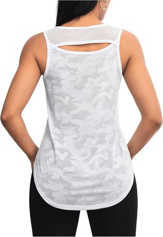 SweatyRocks Women's Camo Print Cut Out Sports Tank Top Asymmetrical Hem Sleeveless Athletic Yoga Shirts in Saudi Arabia