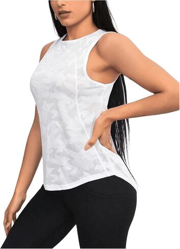 SweatyRocks Women's Camo Print Cut Out Sports Tank Top Asymmetrical Hem Sleeveless Athletic Yoga Shirts in Saudi Arabia