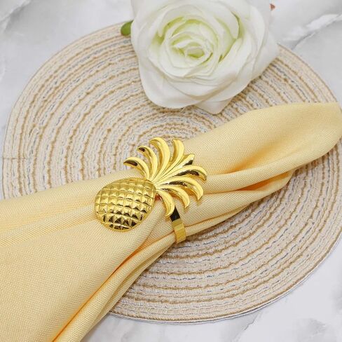 Pineapple Napkin Rings Set of 12 Gold Fruit Napkin Rings Bulk for Christmas Thanksgiving Easter Birthday Party Wedding Daily Use in Kuwait