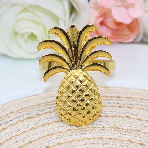 Pineapple Napkin Rings Set of 12 Gold Fruit Napkin Rings Bulk for Christmas Thanksgiving Easter Birthday Party Wedding Daily Use in Kuwait