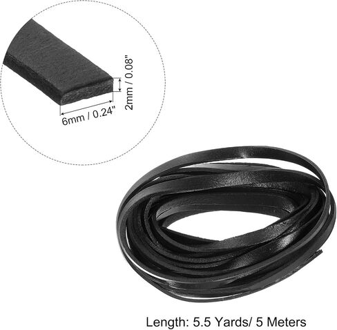 uxcell 5.5 Yard 6mm Flat Leather Cord, Leather Strips 2mm Thick Lacing Strings for DIY Crafts Making Bracelet Purse Strap (Light Brown) in Saudi Arabia
