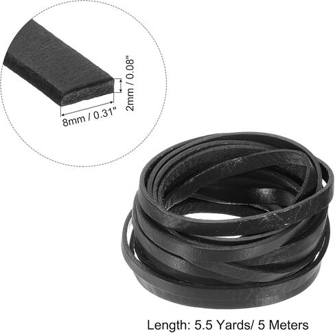 uxcell 5.5 Yard 6mm Flat Leather Cord, Leather Strips 2mm Thick Lacing Strings for DIY Crafts Making Bracelet Purse Strap (Light Brown) in Saudi Arabia