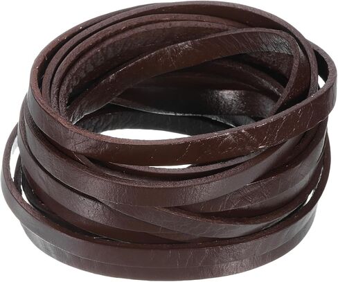 uxcell 5.5 Yard 6mm Flat Leather Cord, Leather Strips 2mm Thick Lacing Strings for DIY Crafts Making Bracelet Purse Strap (Light Brown) in Saudi Arabia
