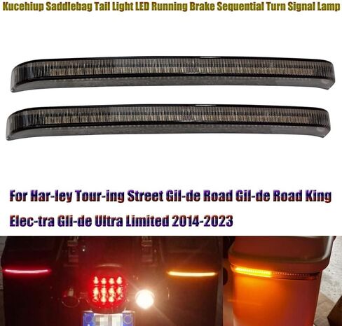 مصباح خلفي لحقيبة السرج 32 مصباح LED لفرامل التشغيل المتتابعة مصباح دخان مناسب لشارع Har-ley Tour-ing Street Gil-de Road Gil-de Road K-ing Elec-tra Gli-de Ultra Limited 2014-2023 in Kuwait