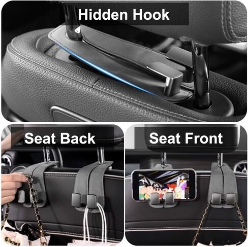 SUNCARACCL 2 Pack Car Seat Headrest Hook, Car Purse Hook Car Hooks for Purses and Bags, Car Organization Accessories(Black) in Saudi Arabia