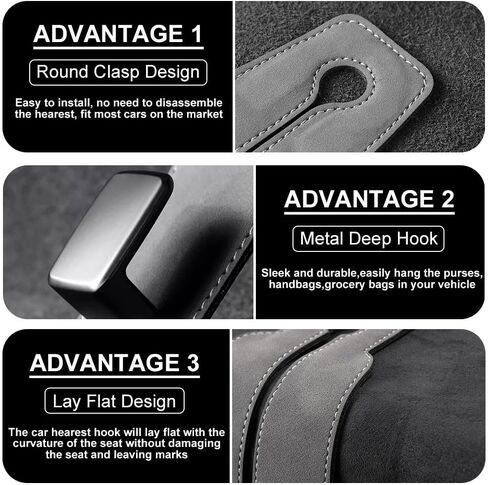 SUNCARACCL 2 Pack Car Seat Headrest Hook, Car Purse Hook Car Hooks for Purses and Bags, Car Organization Accessories(Black) in Saudi Arabia