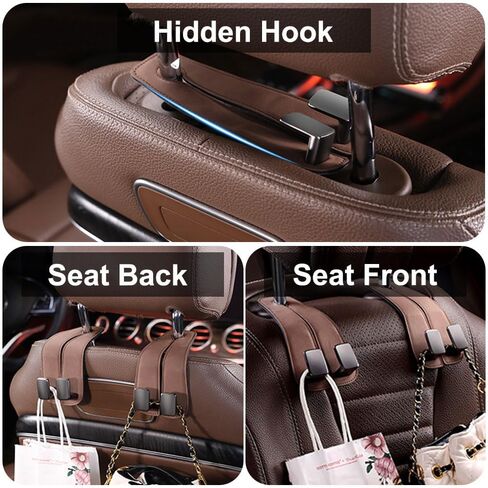 SUNCARACCL 2 Pack Car Seat Headrest Hook, Car Purse Hook Car Hooks for Purses and Bags, Car Organization Accessories(Black) in Saudi Arabia
