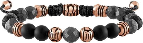 Bulova Jewelry Men's Latin Grammy Semi-Precious Beaded Bolo Bracelet, Black Onyx, Hematite Spheres, Black Lava, Rose Tone Stainless Steel, Sliding Clasp, 8MM Beads Style:BVB1072-RSTBKOXHE in Saudi Arabia