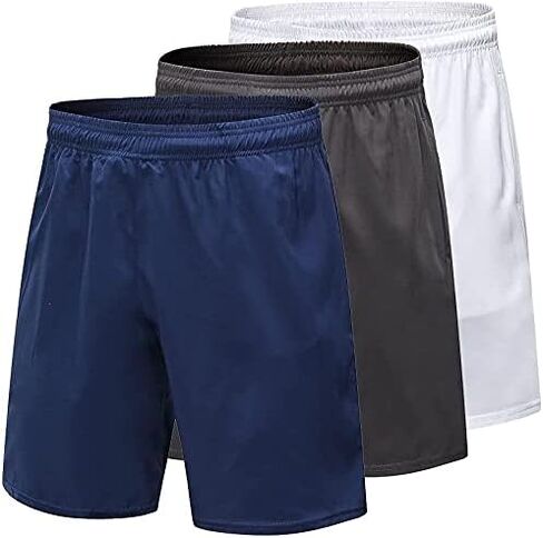 3 Pack Mens Workourt Shorts Running Gym Shorts for Men with Pockets and Elastic Waistband Quick Dry Activewear in Saudi Arabia