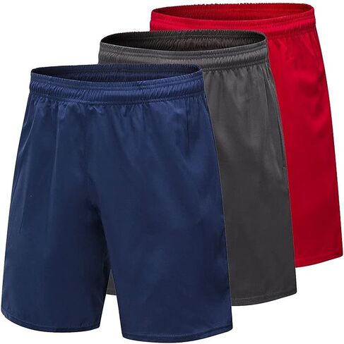 3 Pack Mens Workourt Shorts Running Gym Shorts for Men with Pockets and Elastic Waistband Quick Dry Activewear in Saudi Arabia