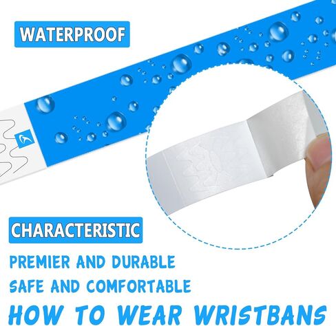 Dwrists Wristbands for Events - 2500pcs Waterproof Neon Wrist Bands for Events Concert, Festival Admission, Party (Blue) in Saudi Arabia