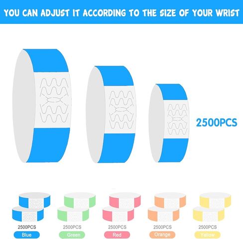 Dwrists Wristbands for Events - 2500pcs Waterproof Neon Wrist Bands for Events Concert, Festival Admission, Party (Blue) in Saudi Arabia