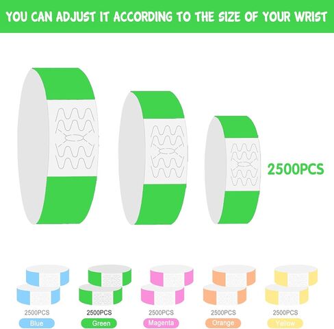 Dwrists Wristbands for Events - 2500pcs Waterproof Neon Wrist Bands for Events Concert, Festival Admission, Party (Blue) in Saudi Arabia