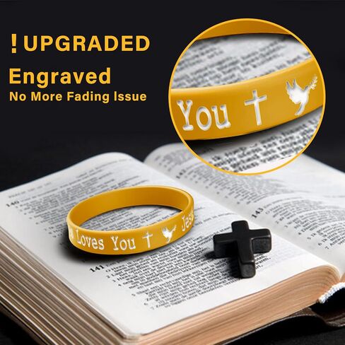 36 PCS Jesus Loves You Silicone Wristbands Colorful Rubber Bracelets Christian Silicone Bracelet Jesus Loves You Rubber Wristbands for Adults Teen Christmas Gifts Church in Saudi Arabia
