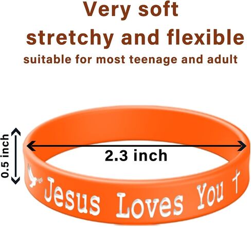 36 PCS Jesus Loves You Silicone Wristbands Colorful Rubber Bracelets Christian Silicone Bracelet Jesus Loves You Rubber Wristbands for Adults Teen Christmas Gifts Church in Saudi Arabia