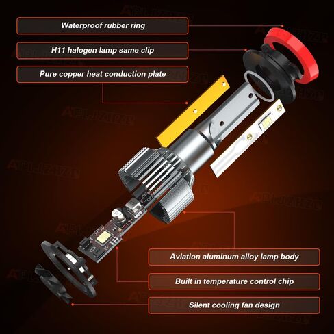 المصابيح الأمامية متوافقة مع Chevy Malibu 2004 2005 2006 2007 2008 2009 2010 2011 2012، H11/H8/H9 مجموعة لمبات إضاءة عالية منخفضة الشعاع، 6000K أبيض، استبدال الهالوجين، التوصيل والتشغيل، حزمة من 4 in Kuwait