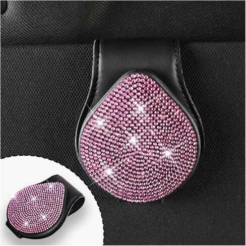 zipelo Sunglasses Holders for Car Sun Visor, Bling Crystal Eyeglasses Hanger Mounted with Ticket Card Clip, Auto Accessories Universal Rhinestones Fashion Glasses Holder for Women Girls in Saudi Arabia