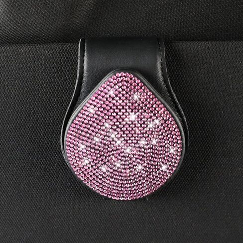 zipelo Sunglasses Holders for Car Sun Visor, Bling Crystal Eyeglasses Hanger Mounted with Ticket Card Clip, Auto Accessories Universal Rhinestones Fashion Glasses Holder for Women Girls in Saudi Arabia