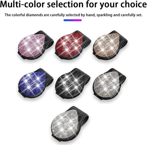 zipelo Sunglasses Holders for Car Sun Visor, Bling Crystal Eyeglasses Hanger Mounted with Ticket Card Clip, Auto Accessories Universal Rhinestones Fashion Glasses Holder for Women Girls in Saudi Arabia