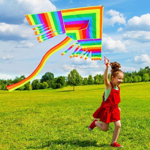 6 Pcs Large Kites for Kids and Adults Easy to Fly Colorful Long Tail Kites Butterfly Dinosaur Octopus Dragonfly Kite Large Kite with 328 ft Kite String for Beach Outdoor Game Activities(Vivid) in Saudi Arabia