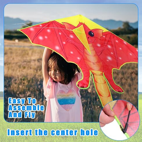 6 Pcs Large Kites for Kids and Adults Easy to Fly Colorful Long Tail Kites Butterfly Dinosaur Octopus Dragonfly Kite Large Kite with 328 ft Kite String for Beach Outdoor Game Activities(Vivid) in Saudi Arabia