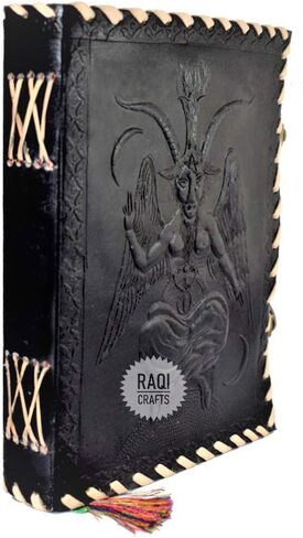 Premium Vintage Handmade Leather Journal Emboss Sigil of Baphomet Journal Bafomet Lord Satan Satanic Idol. Notebook Book of Shadows Travel Diary 8x6in Black in Saudi Arabia